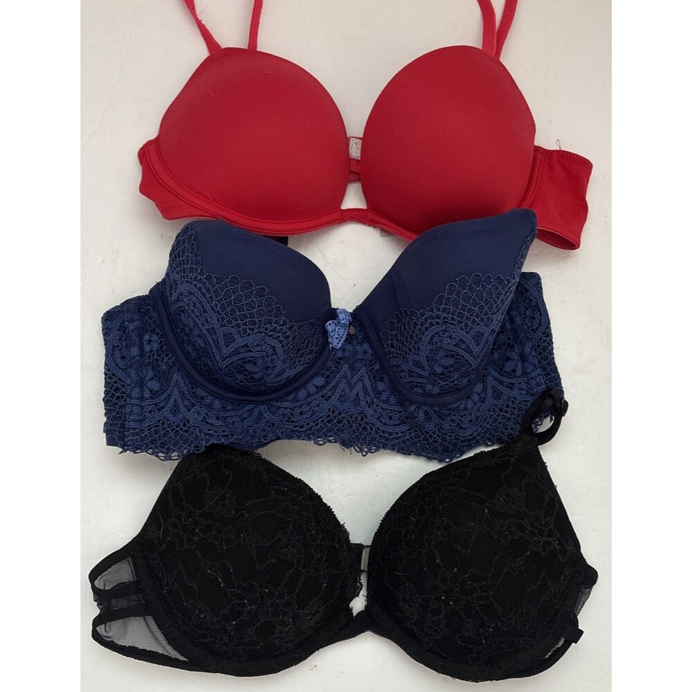 Lot of 3 Womens Victorias Secret Body By VS PINK Push Up Demi Bras Sz 34B